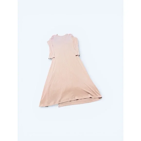 Wilfred Aritzia Light Pink Maxi Dress Ruched Side Front Slit Large Weddings Chic - Picture 6 of 7